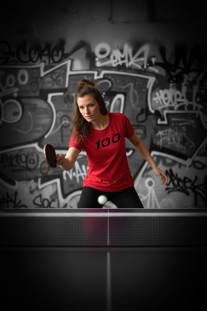 Action shot at table - same woman