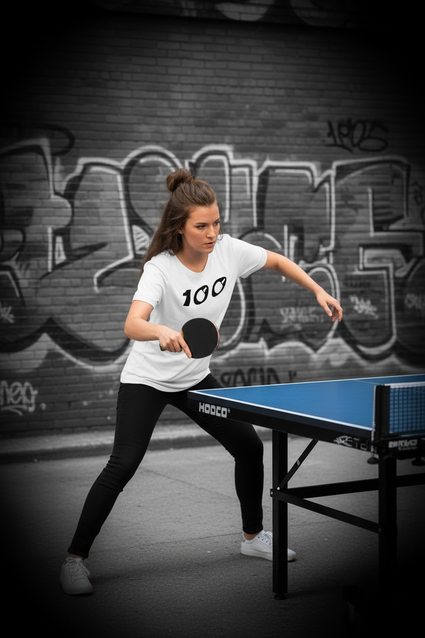 Action shot - žena hraje ping pong