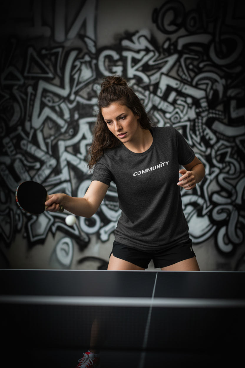 Žena hraje ping pong