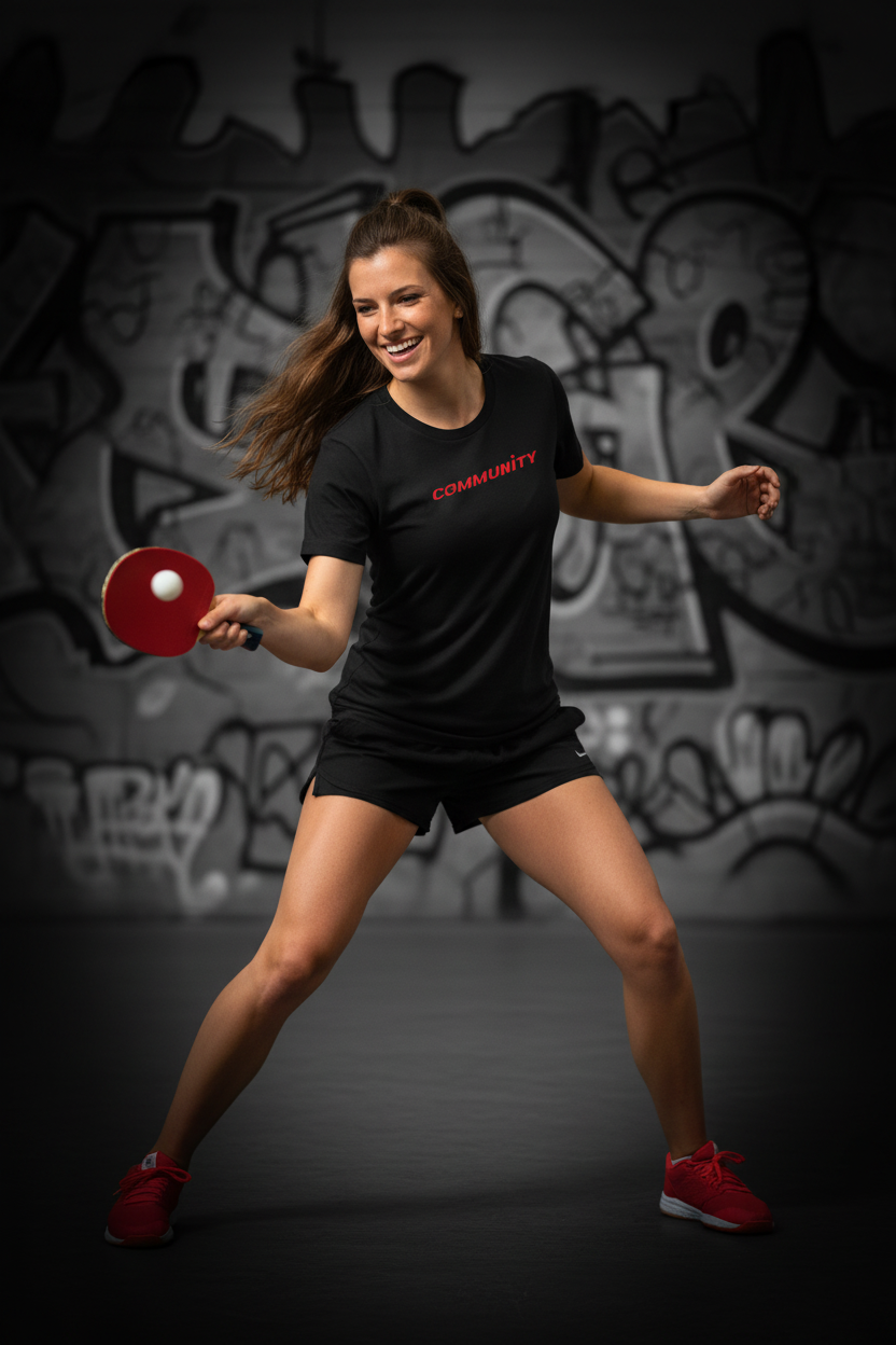 Žena hraje ping pong