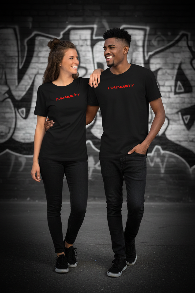 Muž a žena COMMUNITY red on black - varianta 2