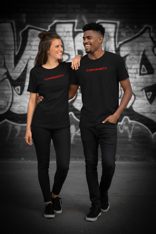 Muž a žena COMMUNITY red on black - varianta 2