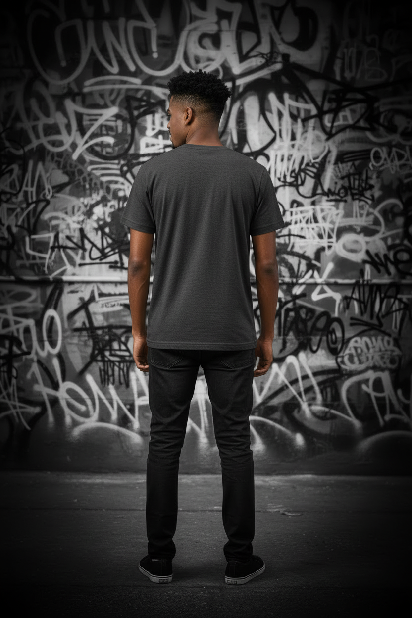 Muž zezadu bez nápisu