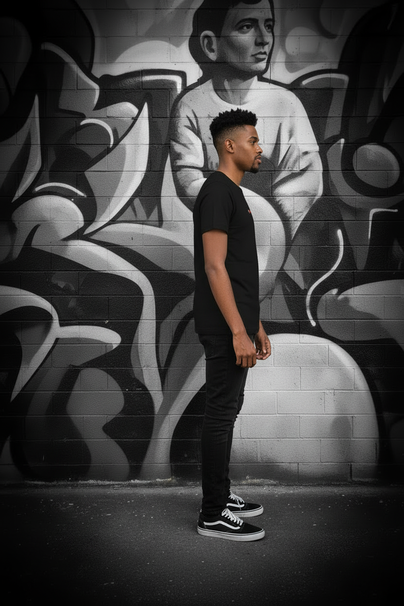 Profil z boku - černé tričko