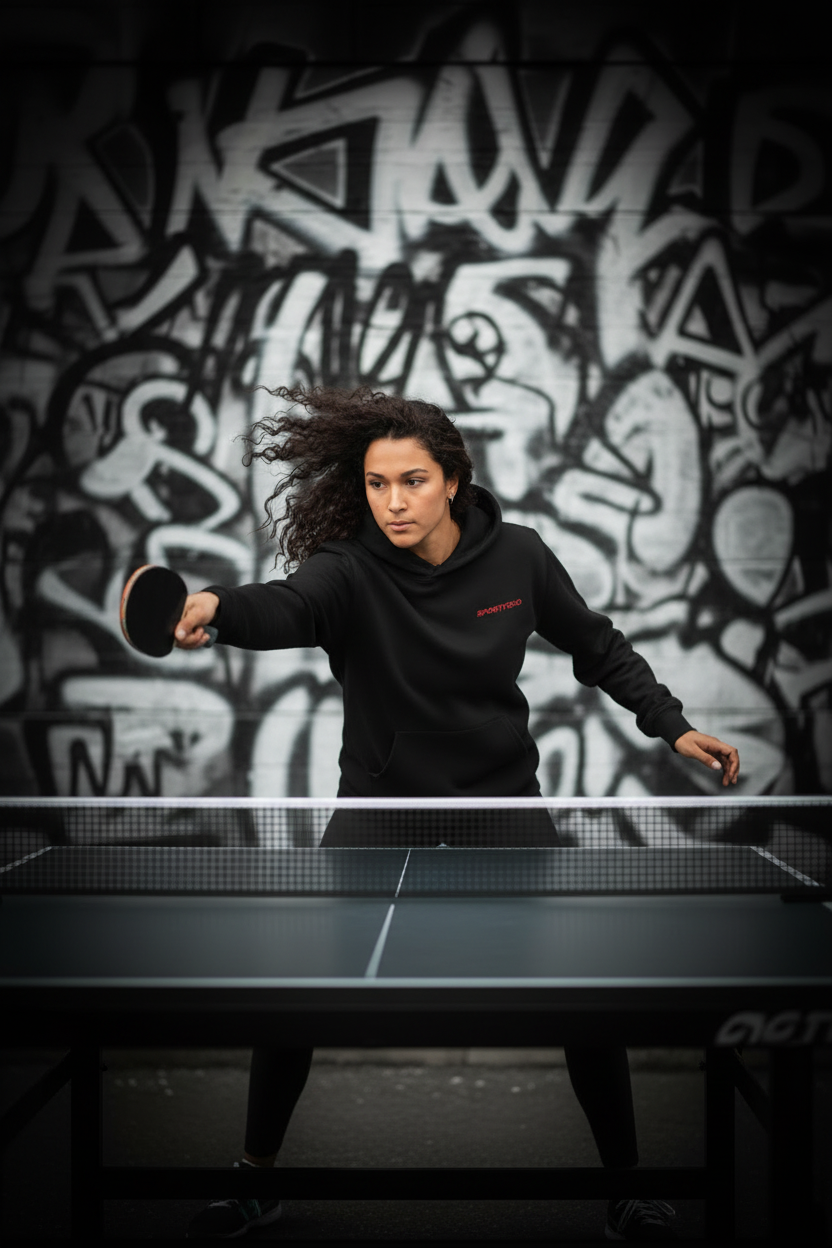 SPORTYSIO Hoodie Action Shot - Topspin