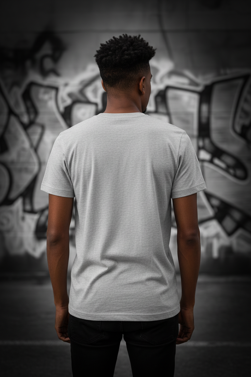 Záda trička - světle šedá bez potisku