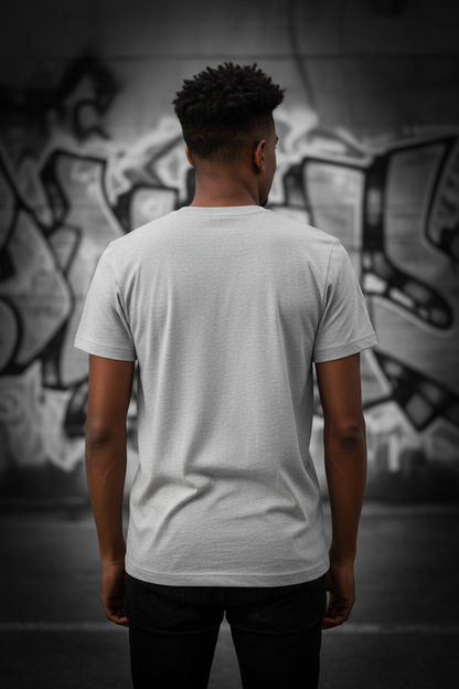 Záda trička - světle šedá bez potisku